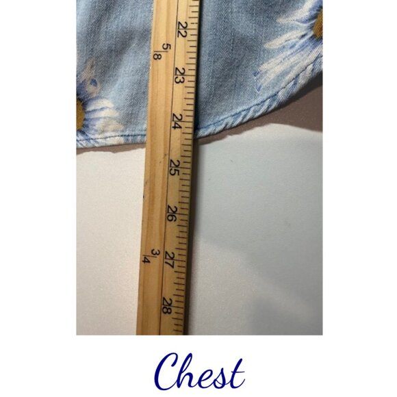 Lemon Grass Women’s Medium Vintage Denim Cottagecore Daisy Print Blouse - Picture 6 of 7